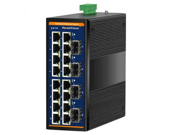 Industrial Gigabit Ethernet PoE Switch, 16 Ports PoE+, 4 Ports SFP Uplink