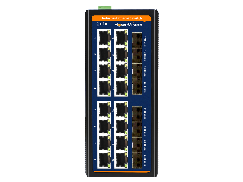 Industrial Gigabit Managed Ethernet PoE Switch, 16 Ports PoE+, 8