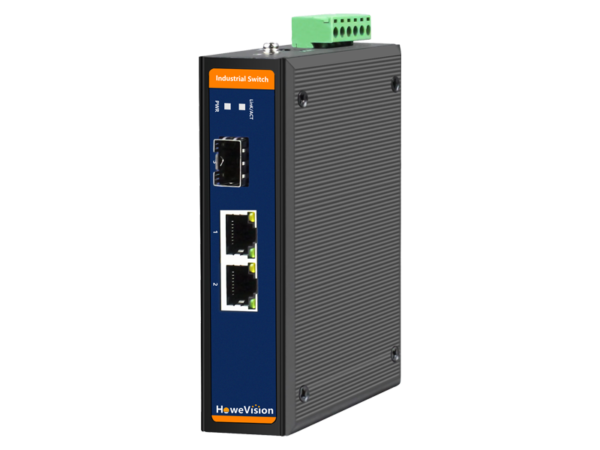 Industrial Gigabit Ethernet Switch, 2-Ports Gigabit Ethernet RJ45, 1-Port Gigabit SFP Uplink
