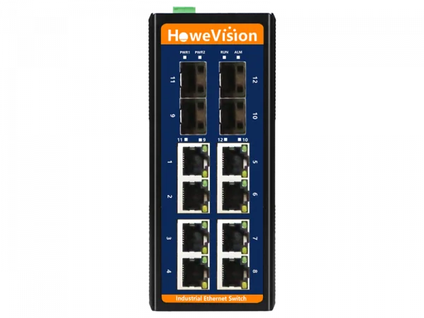 Industrial Gigabit Managed Ethernet PoE Switch, 8 Ports PoE+, 4 Ports SFP Uplink