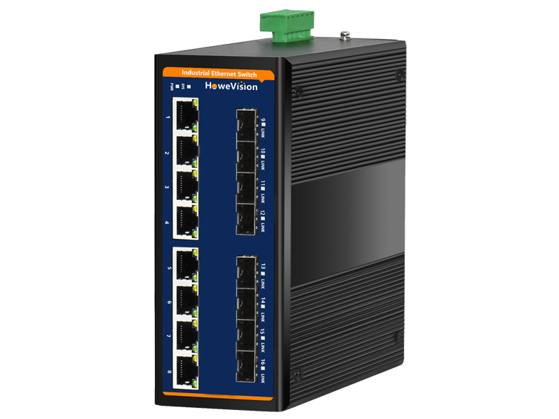 Industrial Gigabit Managed Ethernet Switch, 8-Ports 10/100/1000Base-TX RJ45,  8 Ports 100/1000Base-FX Fast SFP Uplink