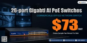 26 Port Gigabit Ethernet Switch with 24 PoE+ Ports and 2 SFP Uplinks